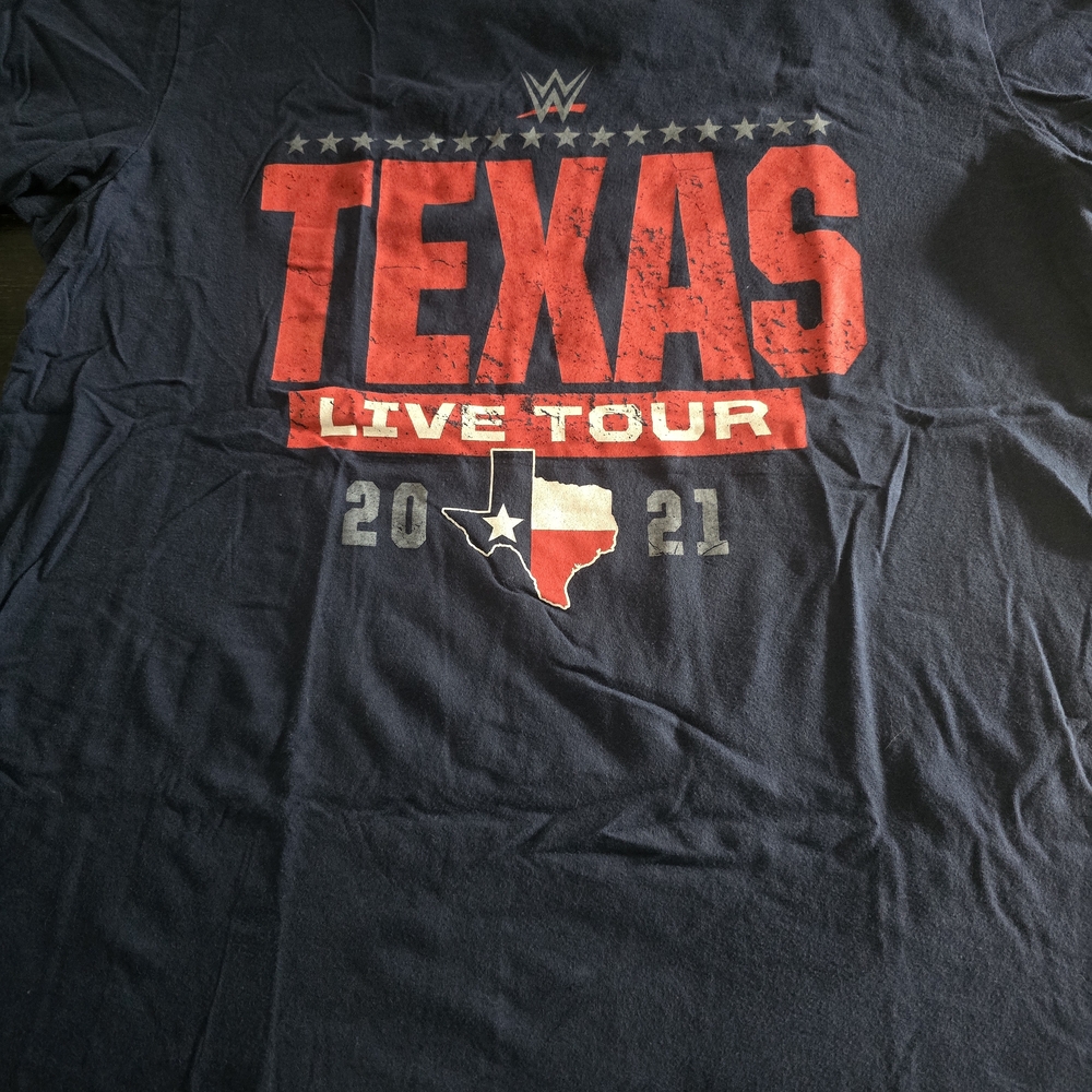 WWE Adult Texas Live Tour 2021 Red and Navy T-Shirt
